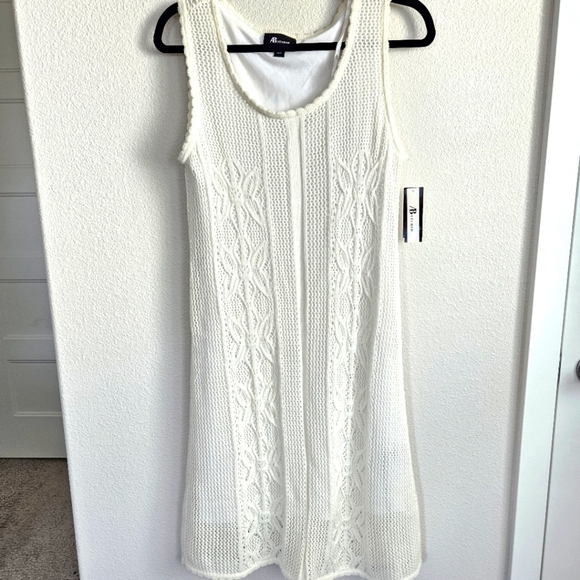 NWT!!! AB Studio Knit Beige/White Sleeveless Dress, Size Large - Picture 1 of 6